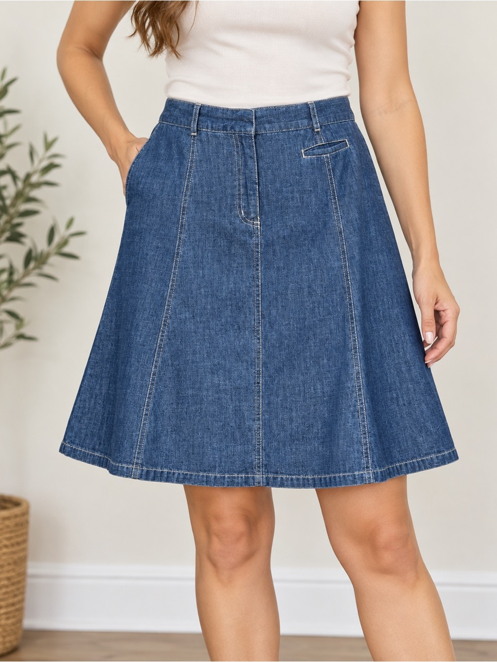 Vintage L.L.Bean Denim Skirt 10 Equestrian Old Money Preppy 90s Y2K